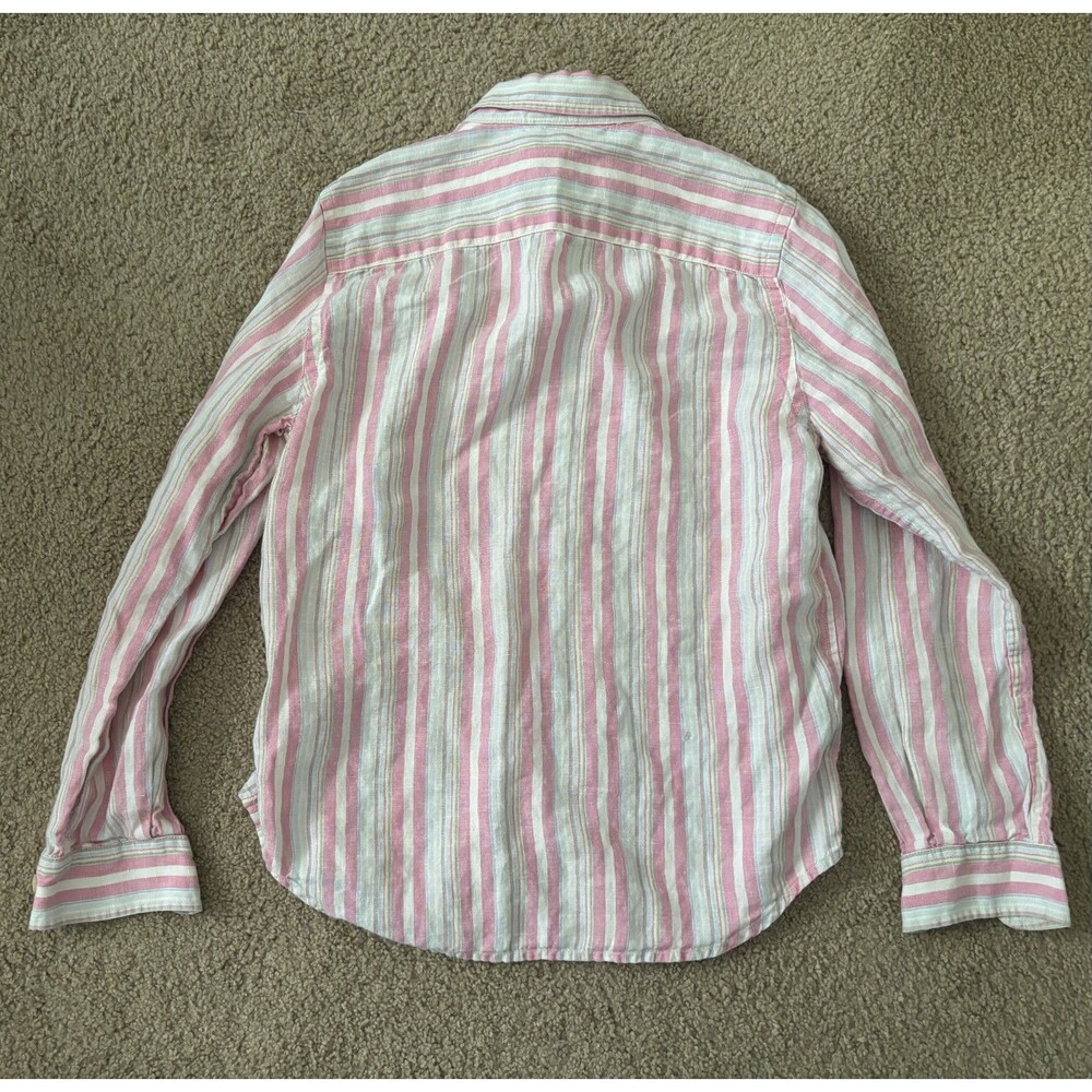 Lauren Ralph Lauren Womens Pink Striped Dress Shirt PP Linen Button Up - Picture 8 of 8